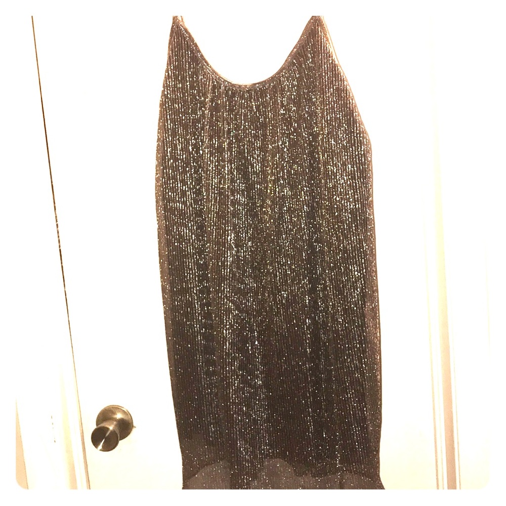 Shiny black and gold dress